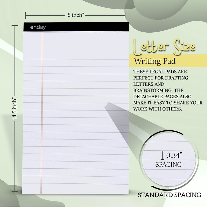 Enday Legal Pads 8.5 x 11 Inch, (12 Pack) 50 Sheets per Notepad, White Note Pads, Legal Ruled Writing Pad with Perforated Pages, White Paper Legal Pad for Work and Note-Taking. - Image 5